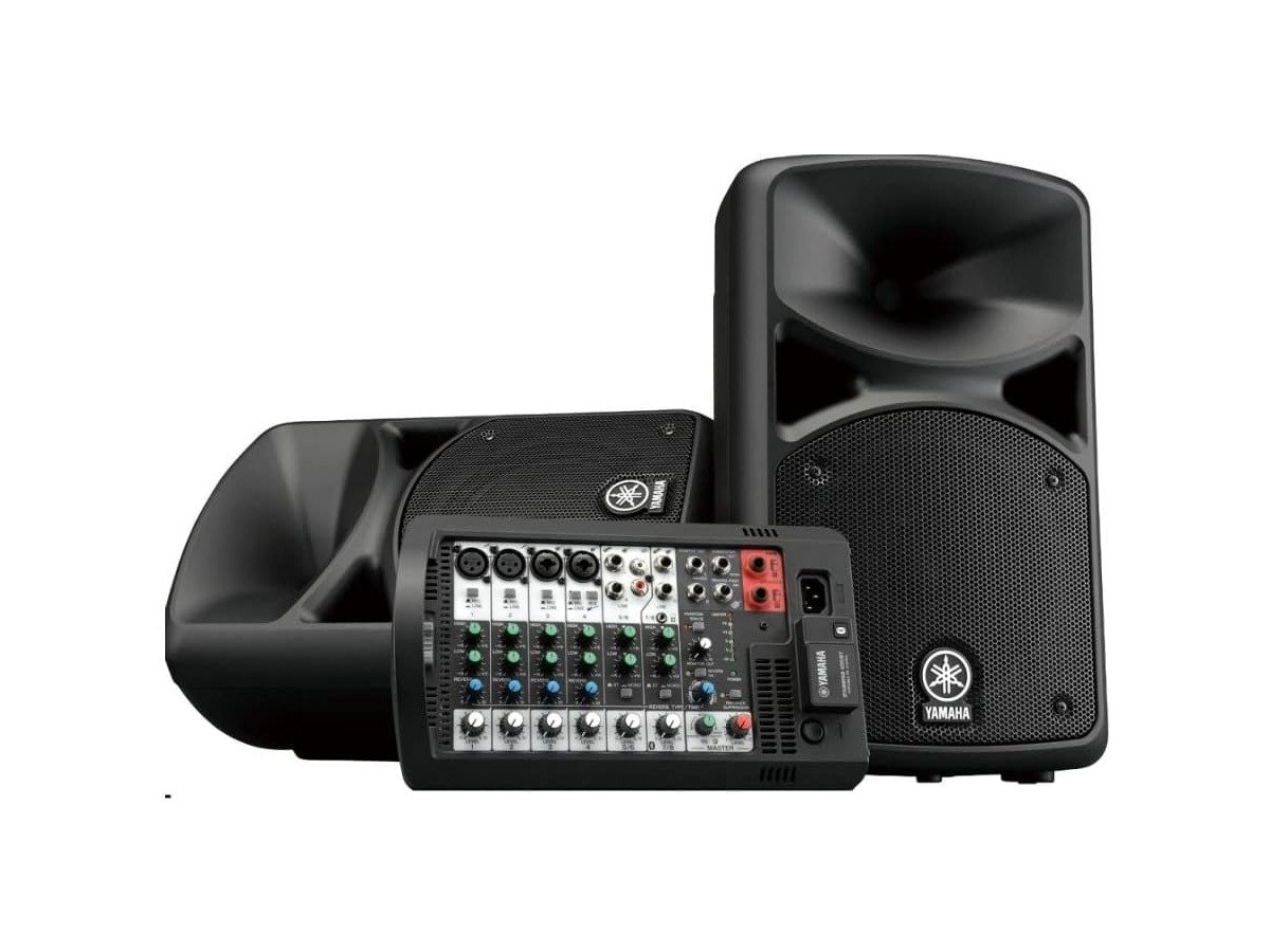 Yamaha StagePas 400BT portable PA system with detachable mixer and two speakers