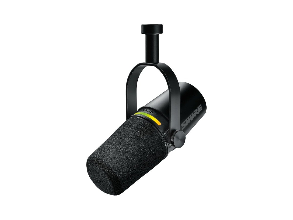 Shure MV7 Plus podcast microphone in black